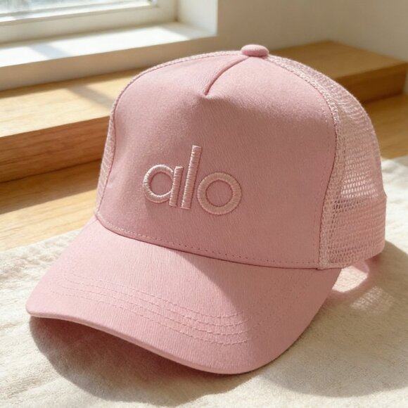 Alo Pink Embroidered Mesh Trucker Cap - Picture 2 of 4